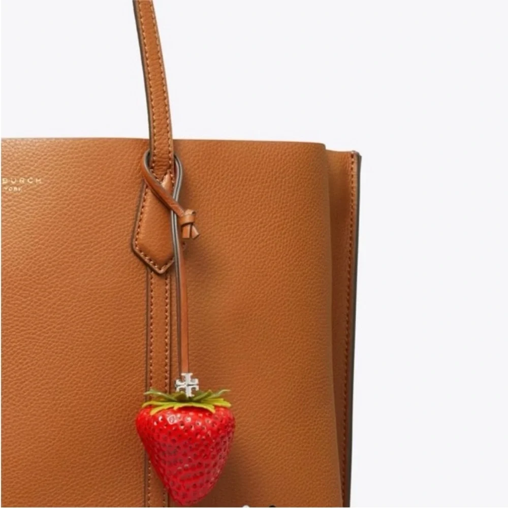 Tory Burch Red Strawberry Leather Charm with Brown Strap - Picture 3 of 3